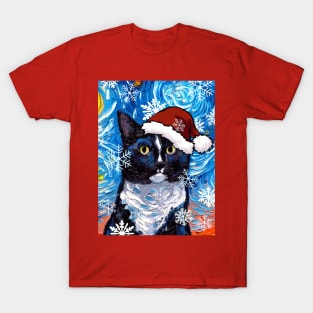 Tuxedo Cat Santa T-Shirt